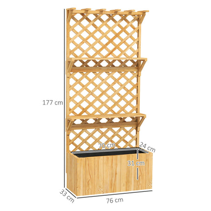 Raised Garden Bed with Trellis, Shelves, Drainage, 76x33x177 cm