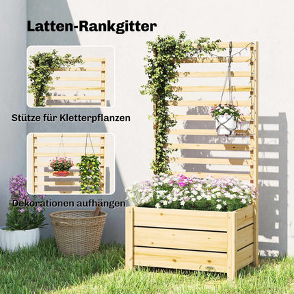 Raised Garden Bed with Trellis, Wood, 60x39x120 cm