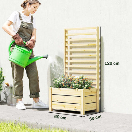 Raised Garden Bed with Trellis, Wood, 60x39x120 cm