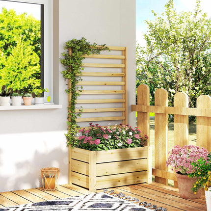 Raised Garden Bed with Trellis, Wood, 60x39x120 cm