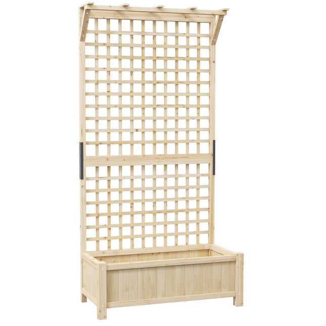 Verhoogd tuinbed met klimrek en dak, hout, 90x45x183 cm