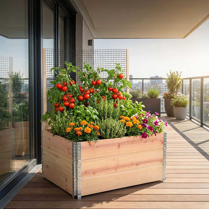 Raised Garden Bed with Trellis for Vegetables & Herbs