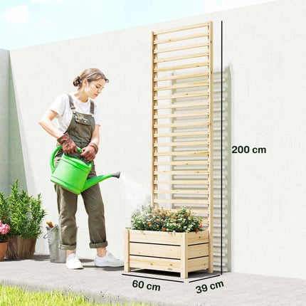 Raised Planter with Trellis, Wood, 60x39x200 cm, Drainage
