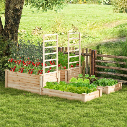 Vyvýšený záhon z jedlového dřeva s treláží, truhlík s treláží, zahradní treláž