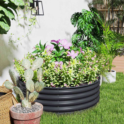 Garden bed in steel, Stackable flower box, 120x120x43 cm