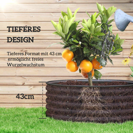 Garden bed in steel, Stackable flower box, 120x120x43 cm