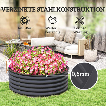 Garden bed in steel, Stackable flower box, 120x120x43 cm