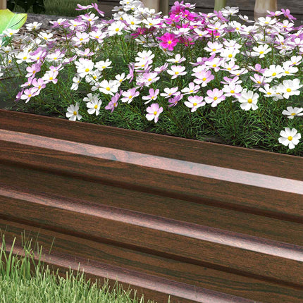 Garden bed in steel, wood look - dark brown