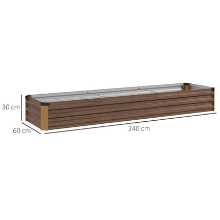 Garden bed in steel, wood look - dark brown