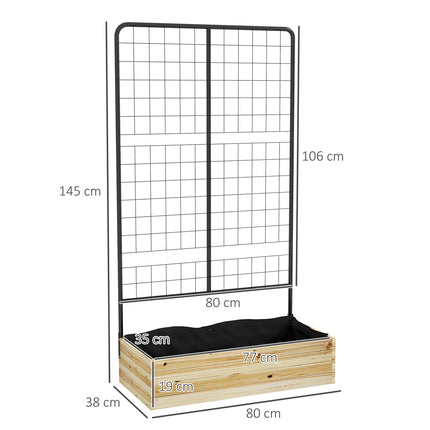Vyvýšený dřevěný záhon s treláží - 80x38x145 cm, truhlík