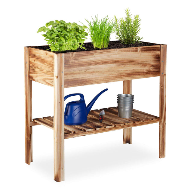 Verhoogd bed hout gevlamd