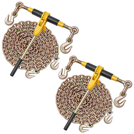 Ratchet Chain Binder Set, 2 Pack, 8 mm x 3 m, 3629 kg WLL