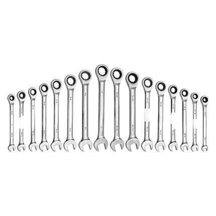 Ratcheting Combination Wrench Set, 16-Piece SAE, 72-Tooth
