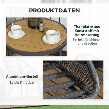 Ratanová zahradní sedačka pro 2 s polštáři, tmavě šedá