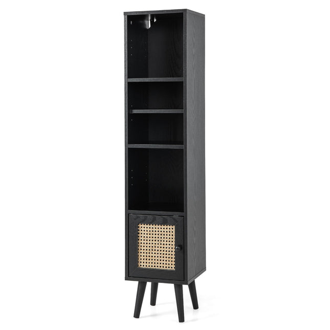 Rotan boekenplank met 4 planken en deur, Boho-stijl