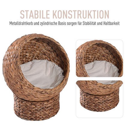 Ratanový pelíšek pro kočky s polštářem - pohodlný a stylový design