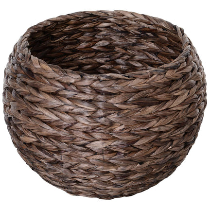 Rattan Cat Basket - Cozy Water Hyacinth Cave, Dark Brown