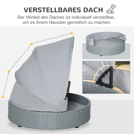 Outdoor rattan dog house with Cushion - Grey, 76x76x60 cm
