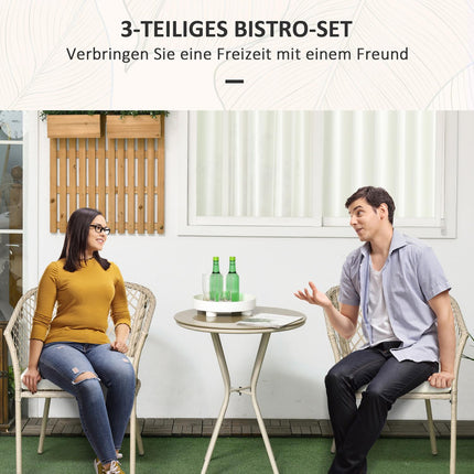 Ratanový zahradní nábytek - 3dílný balkonový set, khaki polštáře
