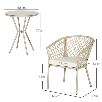 Ratanový zahradní nábytek - 3dílný balkonový set, khaki polštáře