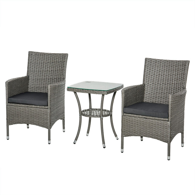 Třídílný ratanový zahradní bistro set s odkládacím stolkem