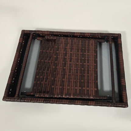 Weather-resistant folding garden table in rattan, brown 60x41x41 Cm