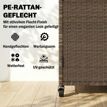 Ratanový kuchyňský vozík s eukalyptovou deskou a kolečky