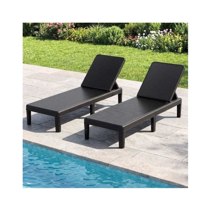 Rattan-Look Sun Lounger with 4-Position Backrest, Black, Up to 150 kg