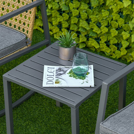 Ratanový bistro set s houpacími židlemi, 2 židle a stůl, polstry