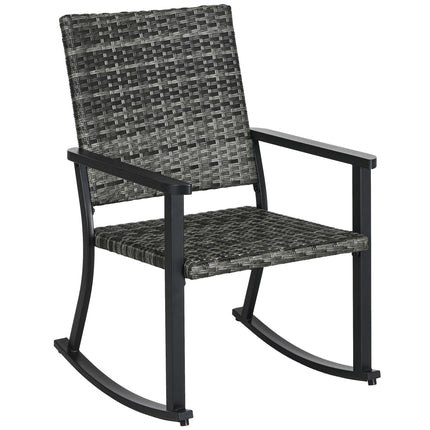 Rattan rocking chair, gray - patio & balcony sun lounger 62x75x95cm