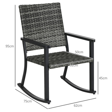 Rattan rocking chair, gray - patio & balcony sun lounger 62x75x95cm