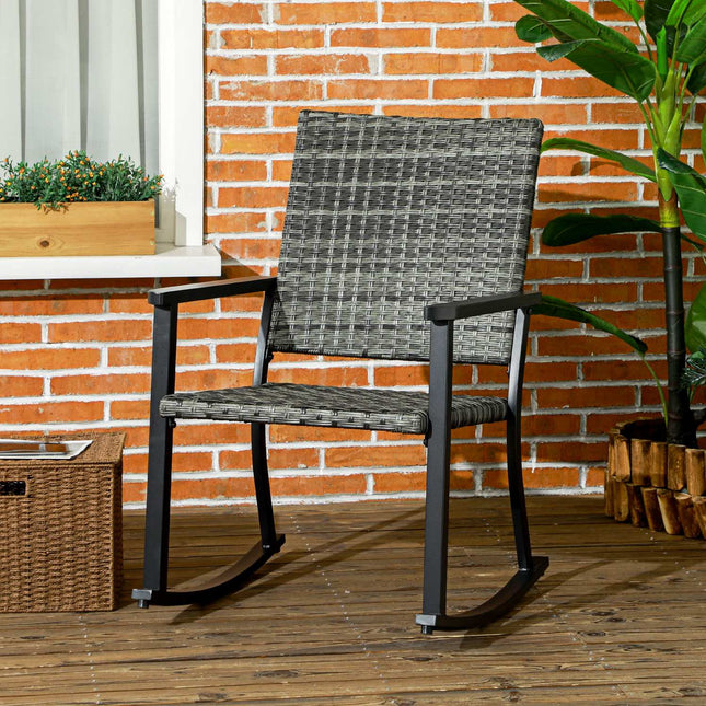 Ratanové houpací křeslo, šedá – lehátko na terasu a balkon 62x75x95 cm