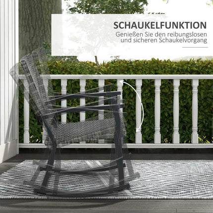Rattan rocking chair, gray - patio & balcony sun lounger 62x75x95cm