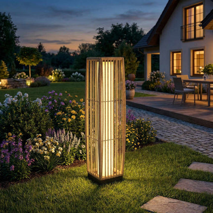 Ratanová solární lampa, venkovní, IP44, automatické zap/vyp, 68cm