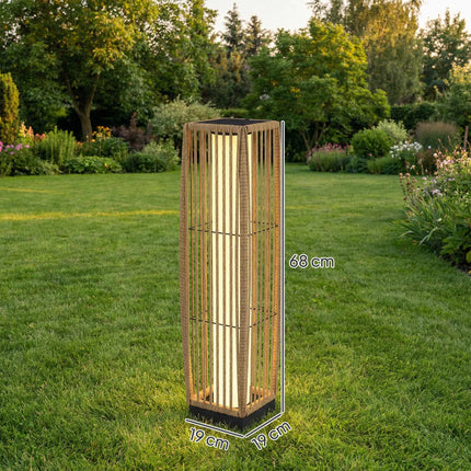 Ratanová solární lampa, venkovní, IP44, automatické zap/vyp, 68cm