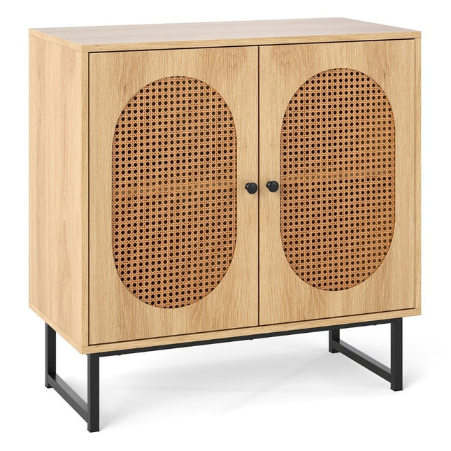 Rattanschrank, verstellbare Einlegeböden, Metallbeine