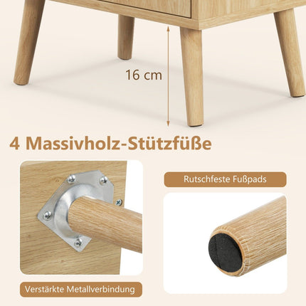 Rattan Nachttisch mit Schublade &amp; Schrank Nachttisch im Boho Style Beistelltisch Sofatisch