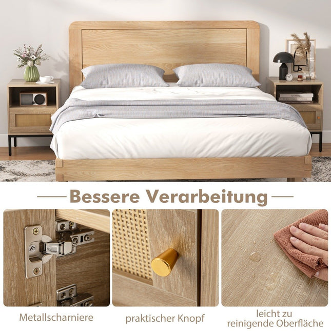 Rotan nachtkastje met open plank en kast 40 x 40 x 57 cm naturel