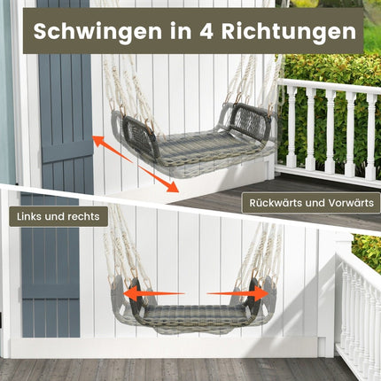 Rattan hanging chair with 2 hemp ropes Weatherproof hanging chair Can hold up to 180kg Swing seat