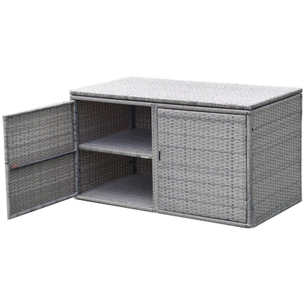 Ratanový úložný box na terasu s objemem 335 L, 115 x 60 x 65 cm, šedá