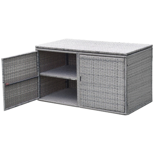 Rattan patio box with 335 L capacity 115 x 60 x 65 cm Gray