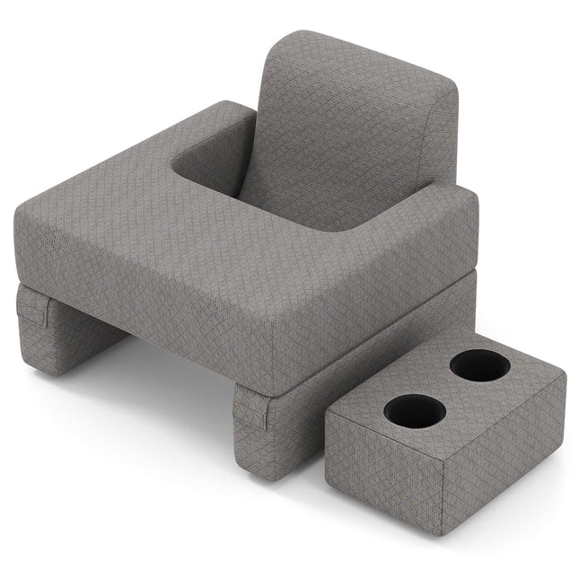 Polštář na čtení s držákem na nápoj – ergonomická opěrka, šedá