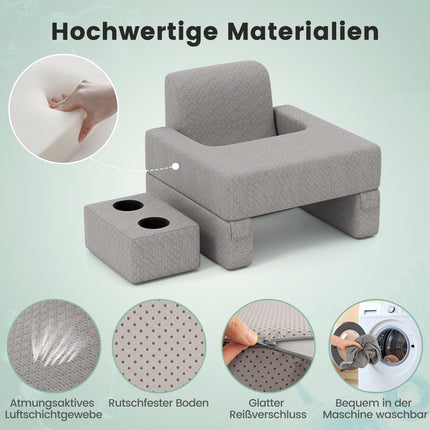Polštář na čtení s držákem na nápoj – ergonomická opěrka, šedá