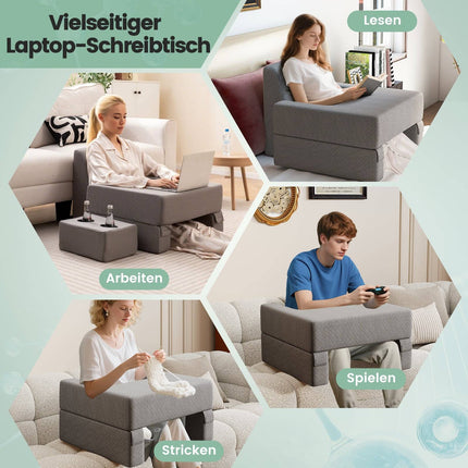 Polštář na čtení s držákem na nápoj – ergonomická opěrka, šedá