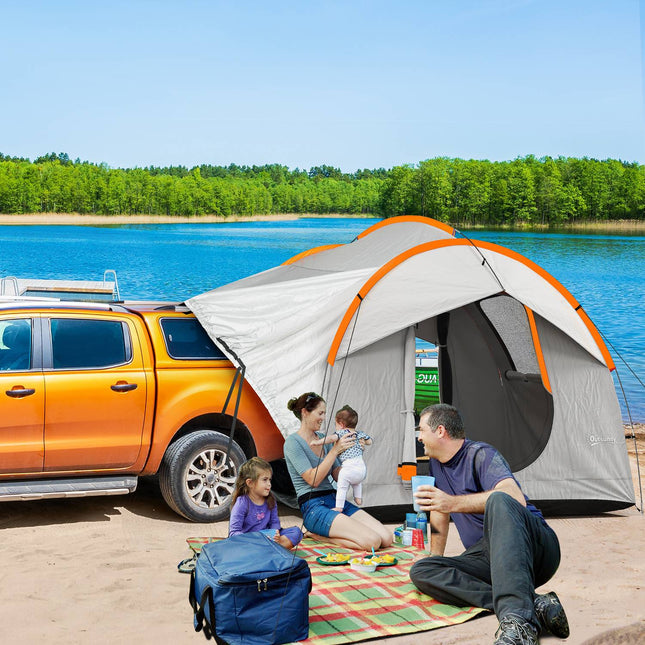 Dome tent for 6 people tailgate, 3 doors and windows, polyester