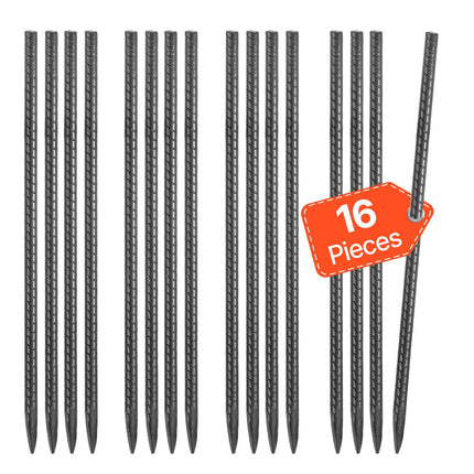 Rebar Stakes, 16-Inch Galvanized Steel, 16-Pack