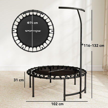 Fitness trampolína, nastavitelná rukojeť, černá