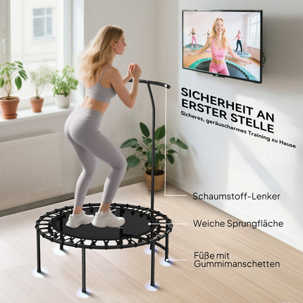 Fitness trampolína, nastavitelná rukojeť, černá