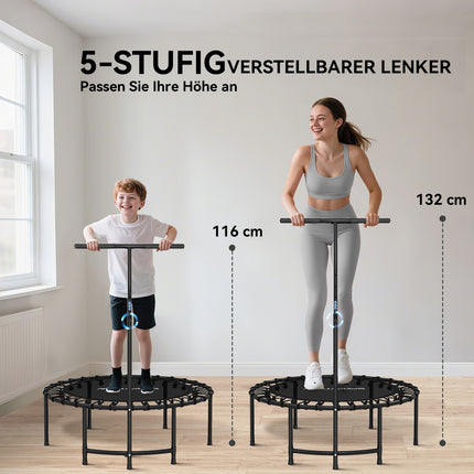 Fitness trampolína, nastavitelná rukojeť, černá