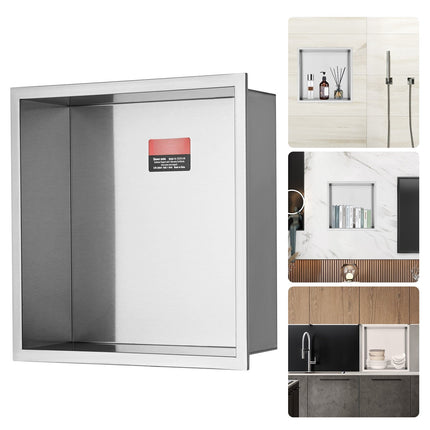 Recessed Shower Niche, 304 Stainless Steel, 13x13 In, Waterproof